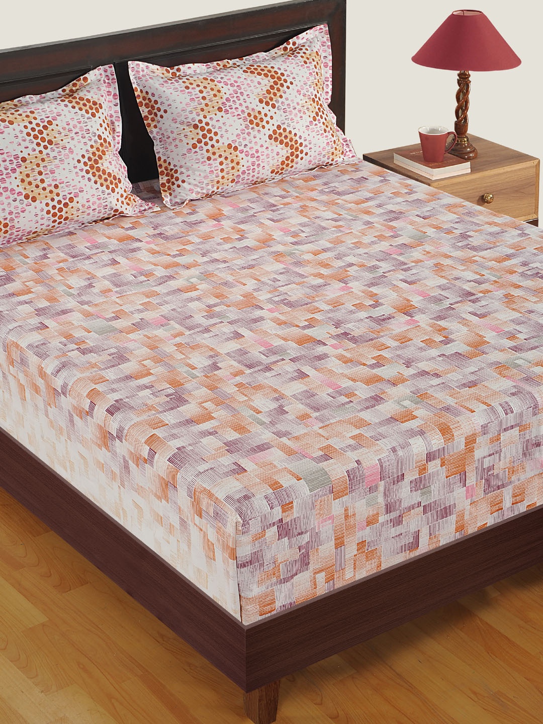 SWAYAM Multicoloured Geometric Flat 180 TC Cotton 1 King Bedsheet with 2 Pillow Covers, Multi
SWAYAM Multicoloured Geometric Flat 180 TC Cotton 1 King Bedsheet with 2 Pillow Covers, Multi