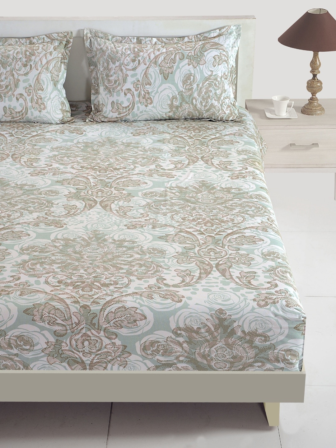 SWAYAM White & Grey Ethnic Motifs Flat 160 TC Cotton 1 King Bedsheet with 2 Pillow Covers
SWAYAM White & Grey Ethnic Motifs Flat 160 TC Cotton 1 King Bedsheet with 2 Pillow Covers