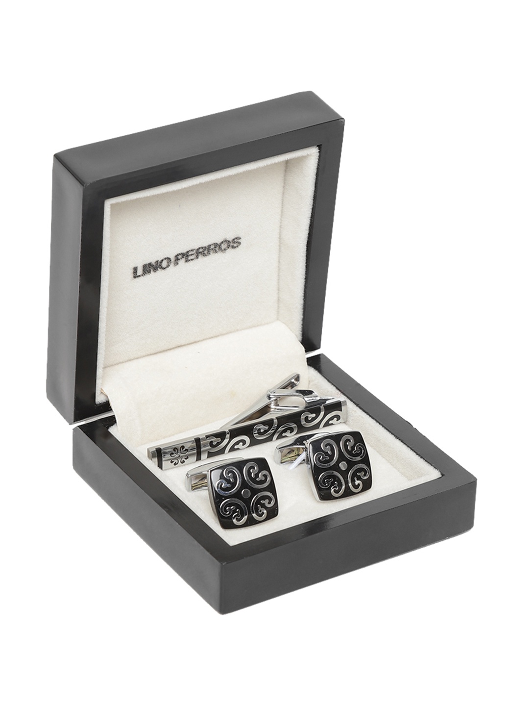 Lino Perros Men Black & Silver-Toned Accessory Gift Set