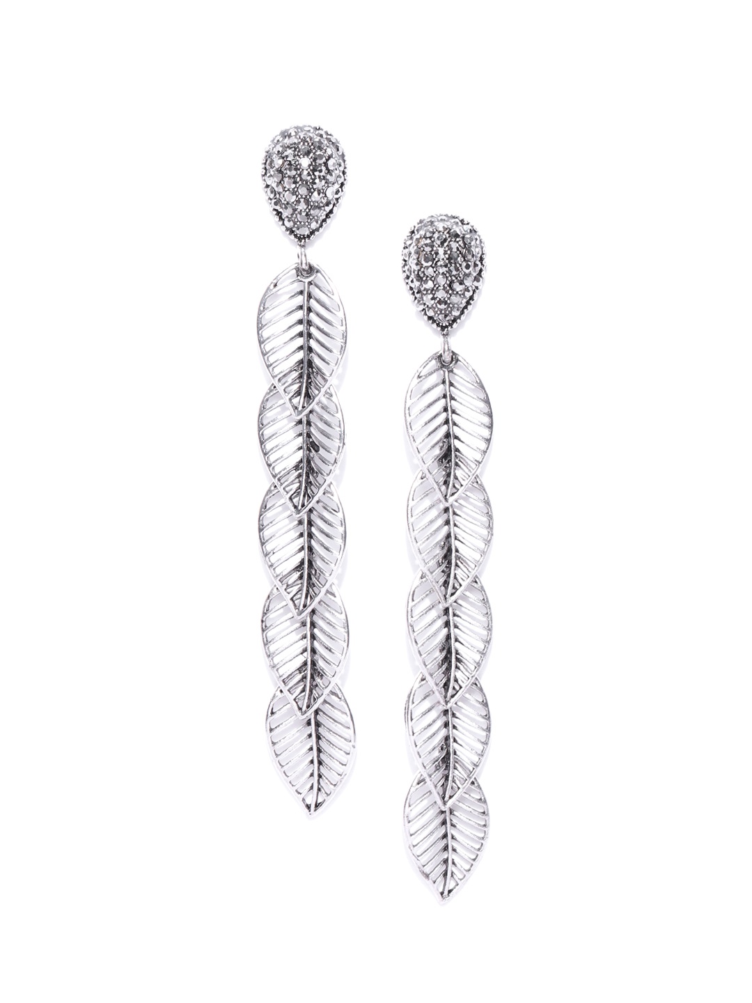 Jewels Galaxy Oxidised Silver-Plated Handcrafted Stone-Studded Leaf-Shaped Drop Earrings
Jewels Galaxy Oxidised Silver-Plated Handcrafted Stone-Studded Leaf-Shaped Drop Earrings