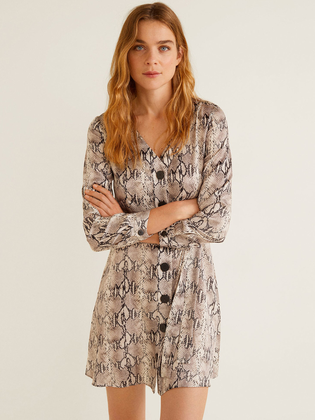 MANGO Women Beige Snakeskin Print Mini A-Line Dress
MANGO Women Beige Snakeskin Print Mini A-Line Dress