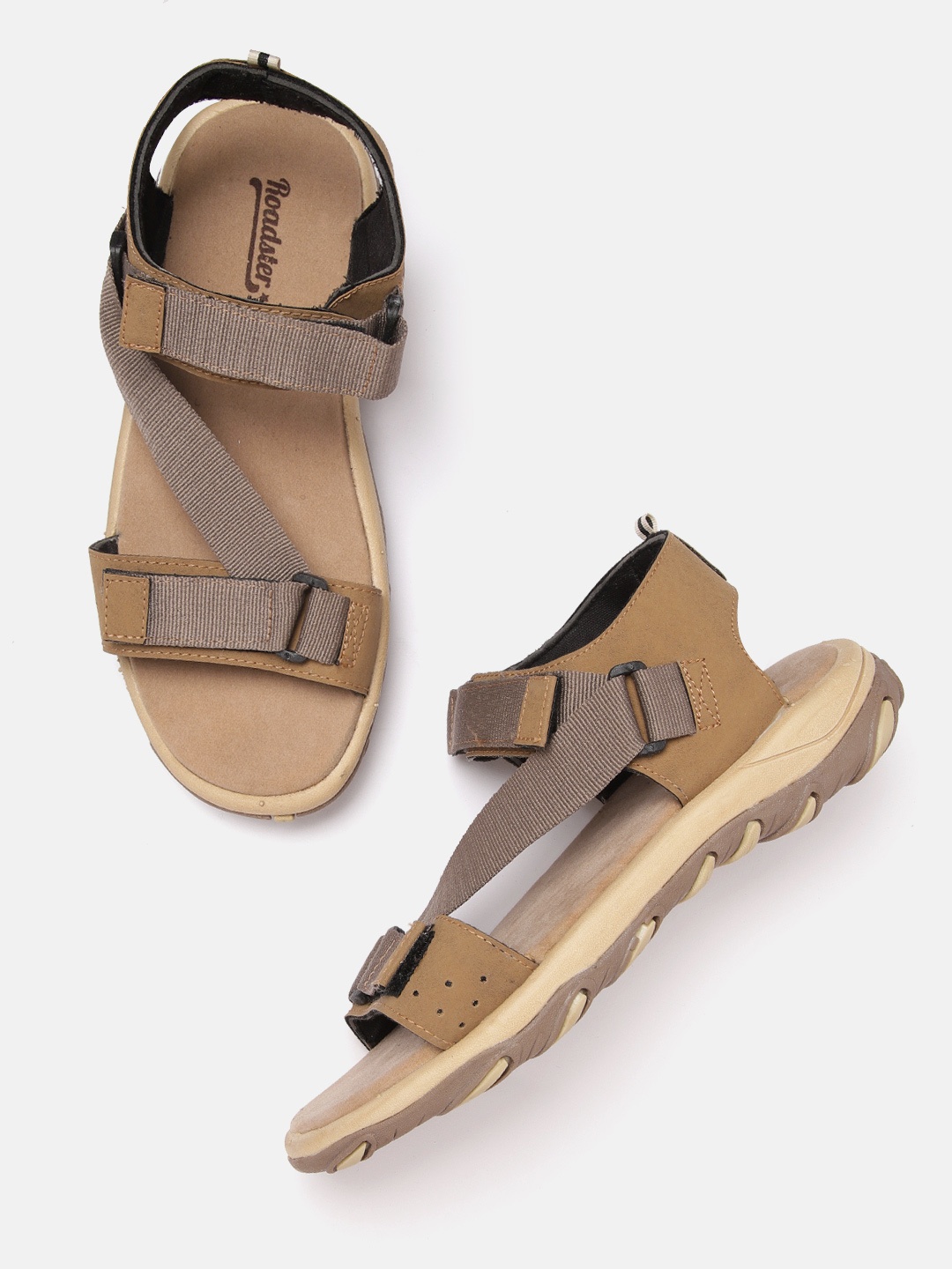 Roadster Men Tan Brown Solid Sports Sandals