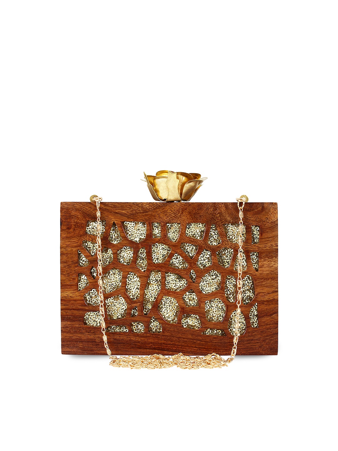 Anekaant Brown Embellished Clutch