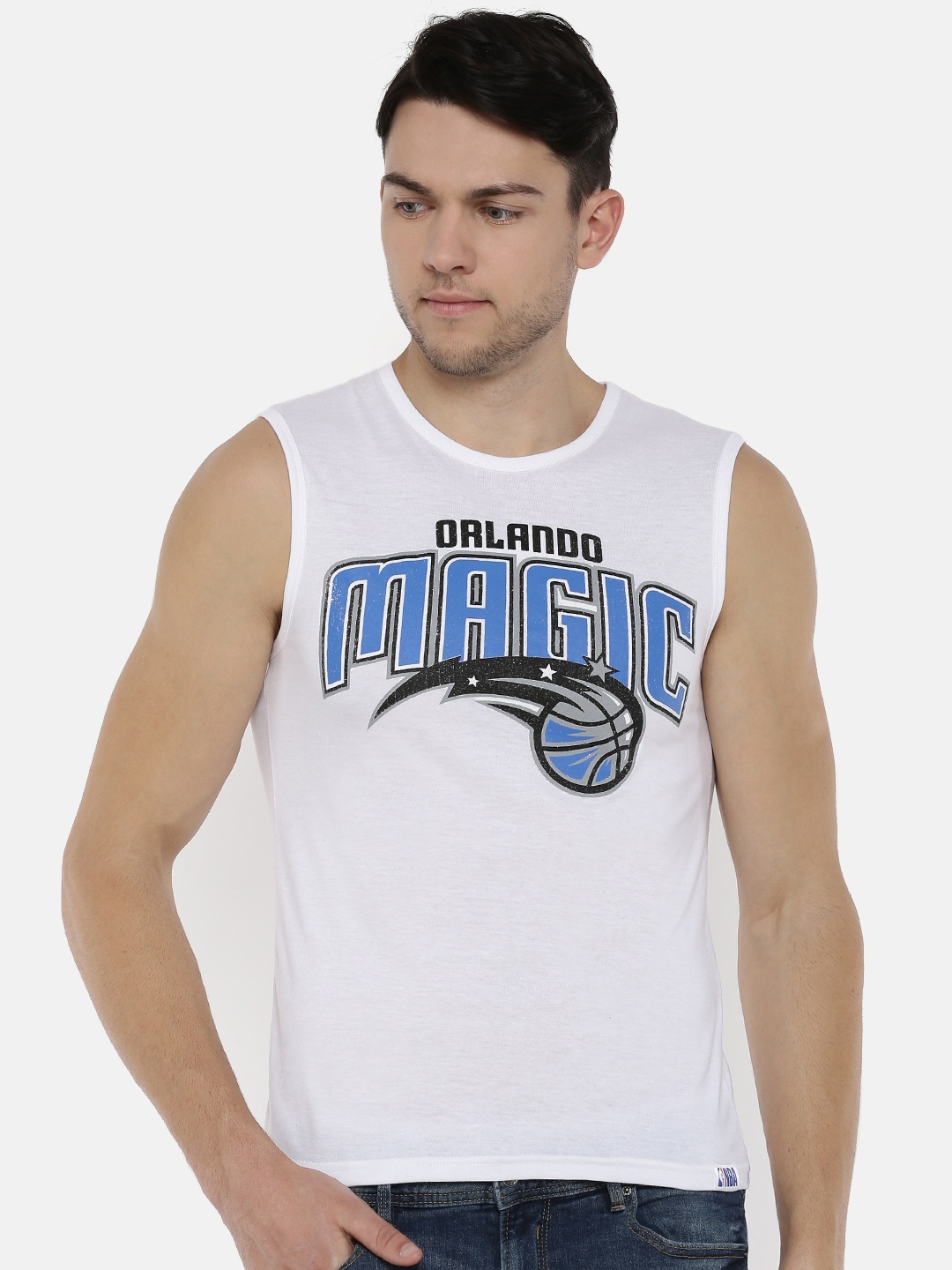 NBA Men White Printed Round Neck T-shirt