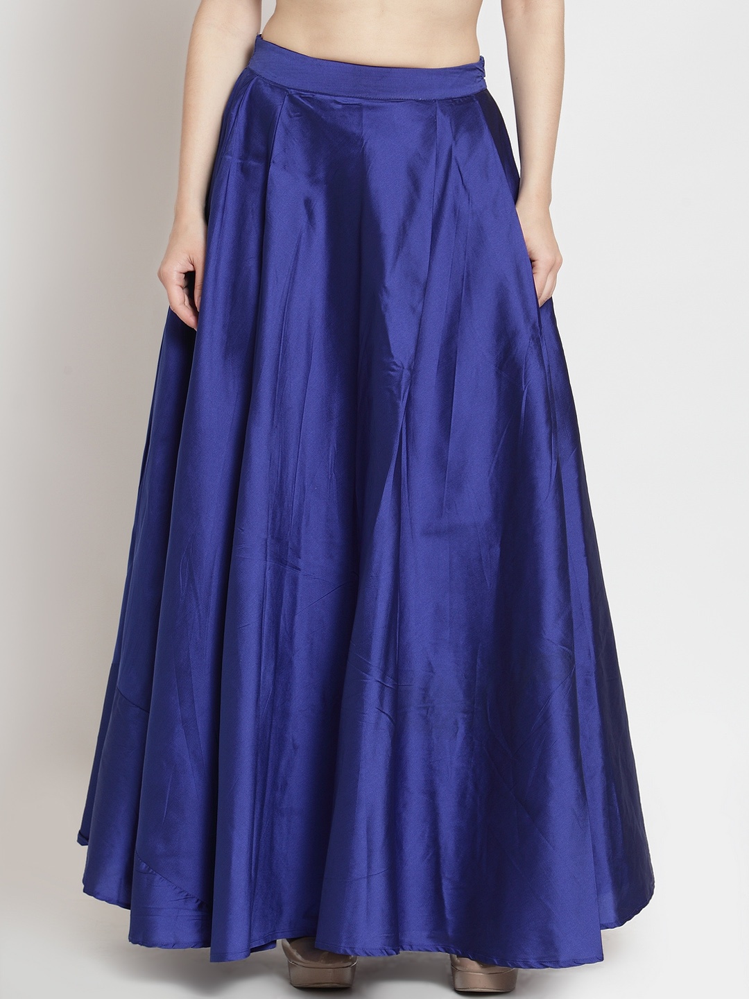 Just Wow Women Blue Solid Flared Maxi Skirt
