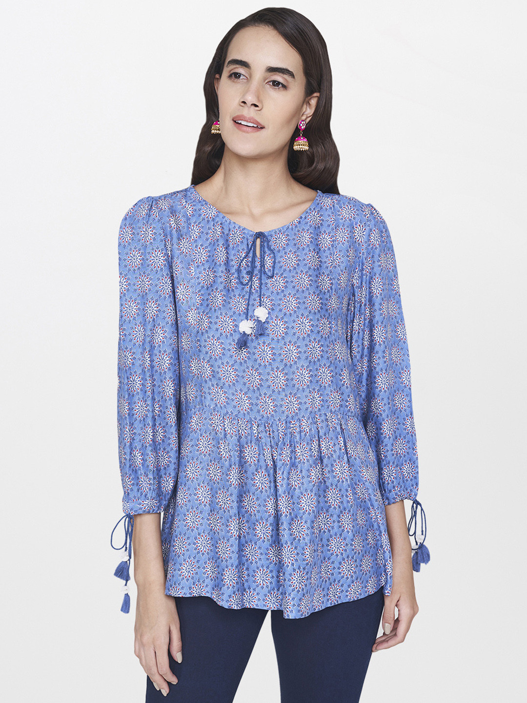 Global Desi Women Blue Printed Empire Top
Global Desi Women Blue Printed Empire Top