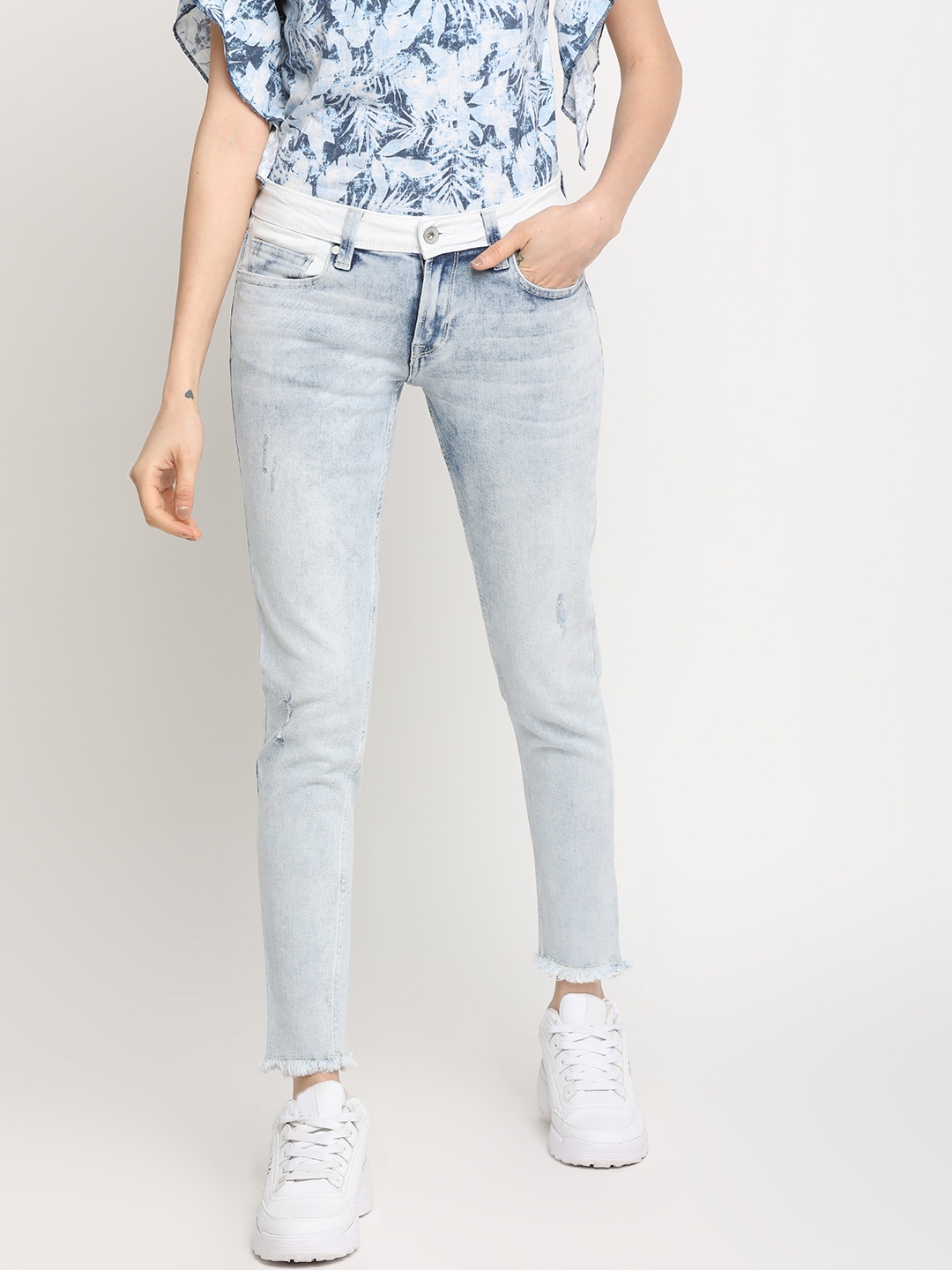 Pepe Jeans Women Blue Heavy Fade Stretchable Jeans