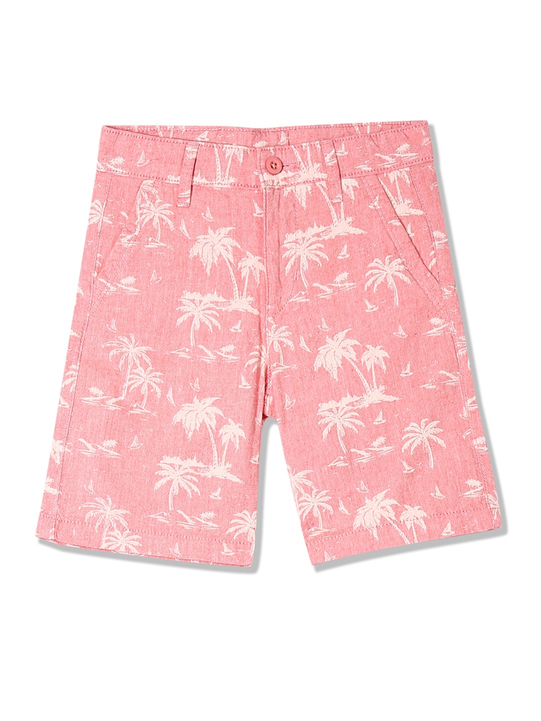 Flying Machine Boys Pink Printed Regular Fit Regular Shorts