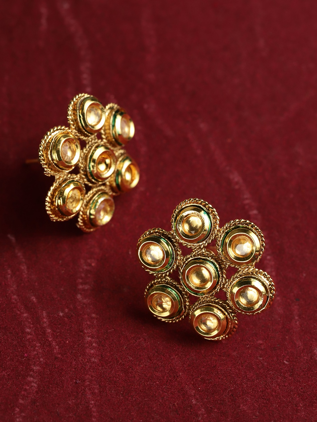 YouBella Gold-Plated Floral Oversized Studs