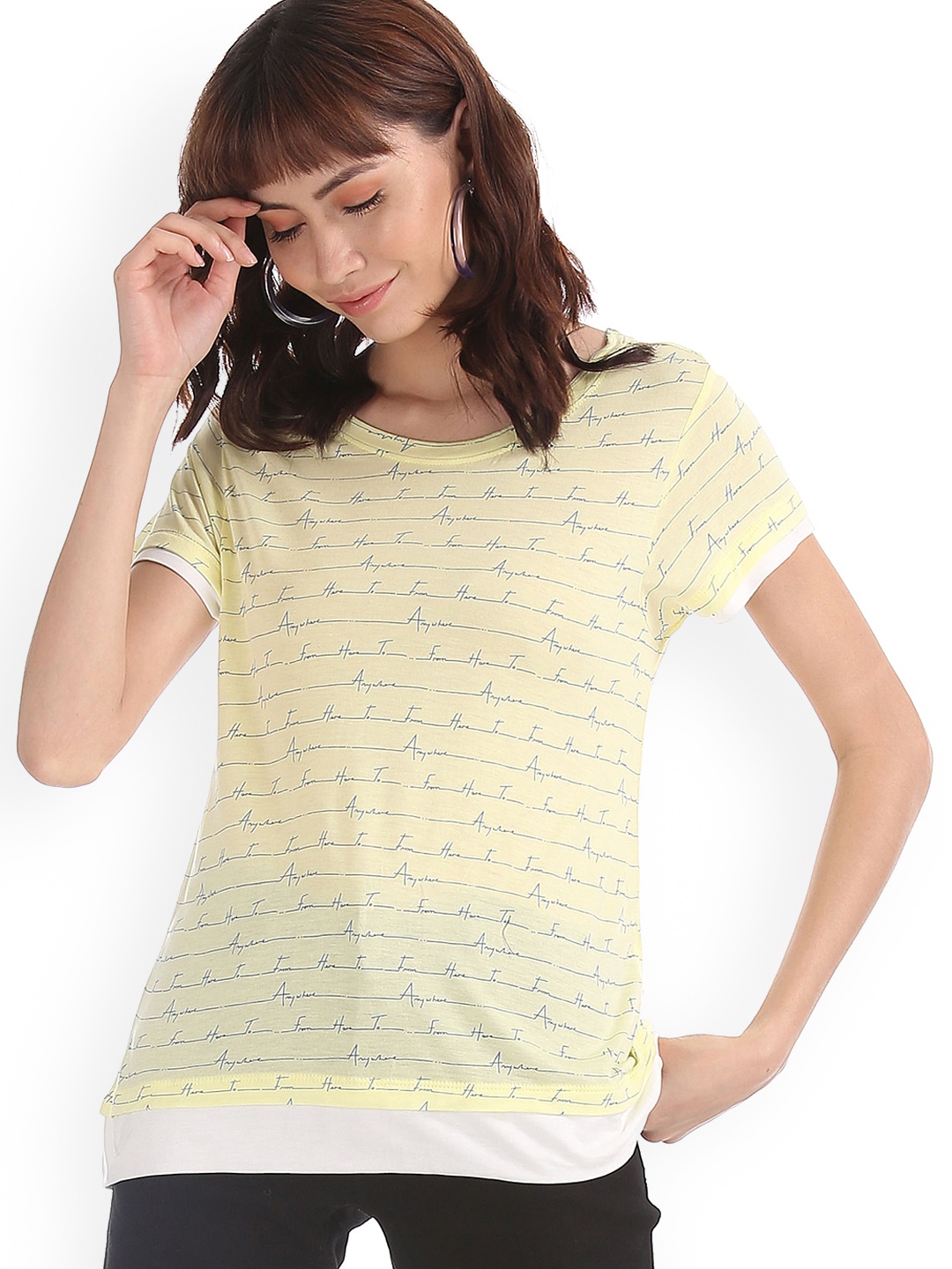 Sugr Women Yellow Printed Top