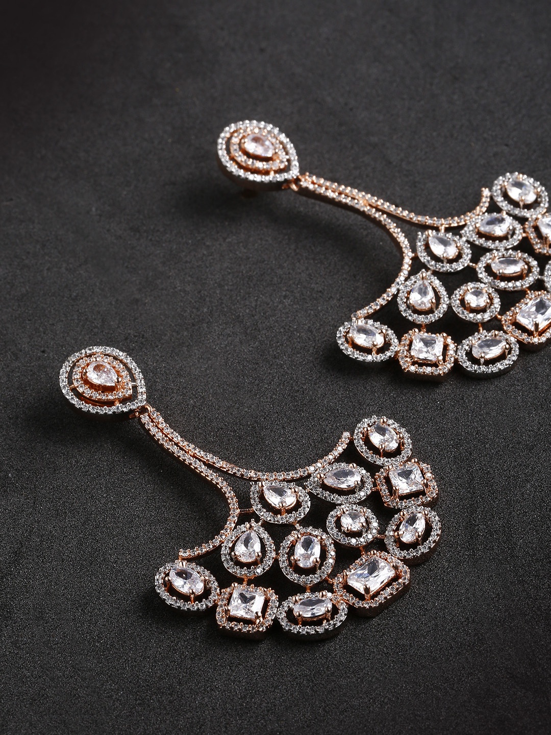 Designs By Jewels Galaxy Rose Gold-Plated Handcrafted Studded Contemporary Drop Earrings
Designs By Jewels Galaxy Rose Gold-Plated Handcrafted Studded Contemporary Drop Earrings