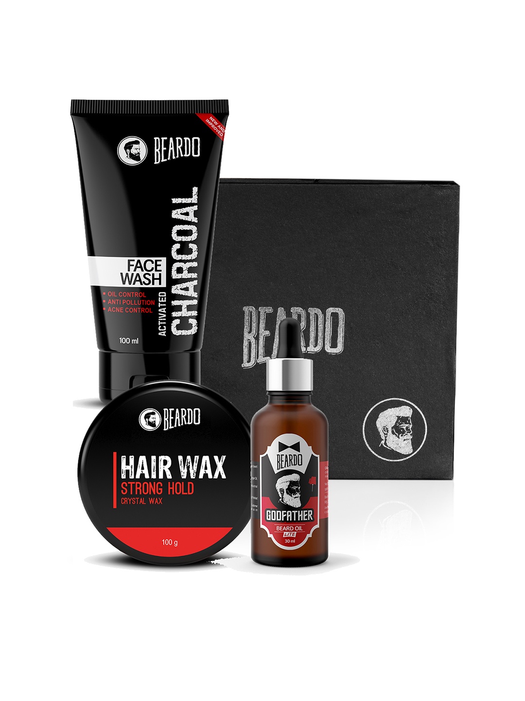 BEARDO Men Set of 3 Godfather Lite Beard Oil, Activated Charcoal Facewash & Hair wax, Black
BEARDO Men Set of 3 Godfather Lite Beard Oil, Activated Charcoal Facewash & Hair wax, Black
