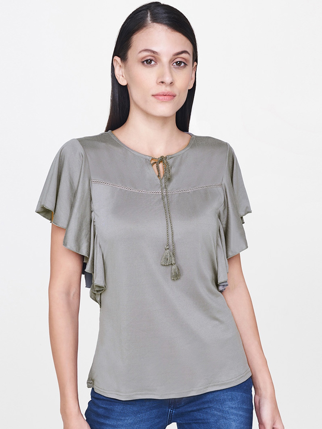 AND Women Grey Solid Top