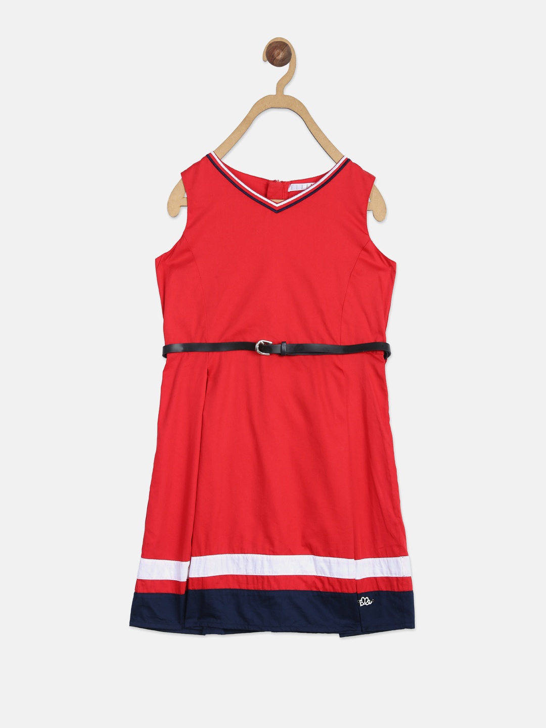 ELLE Girls Red Solid A-Line Dress