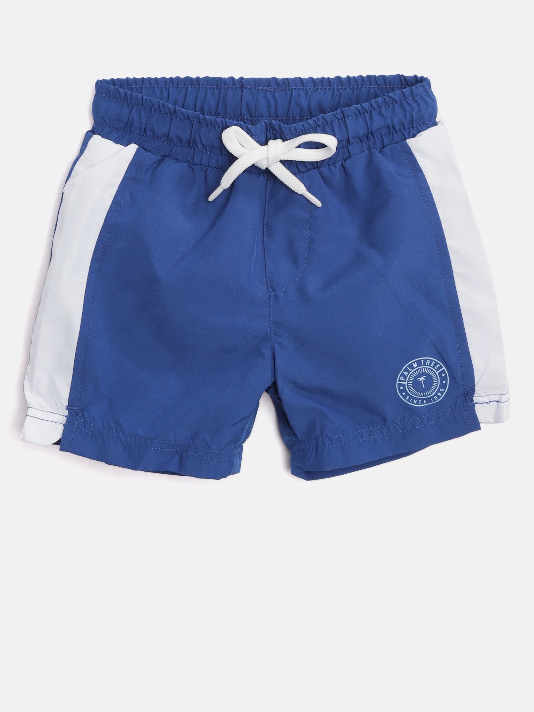 Palm Tree Boys Blue Solid Regular Shorts