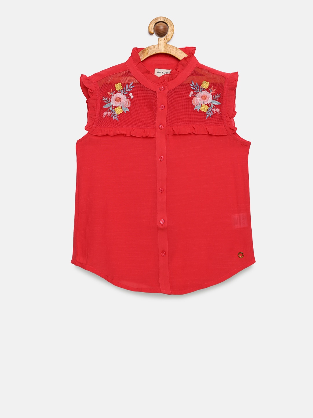 Gini and Jony Girls Red Solid Top