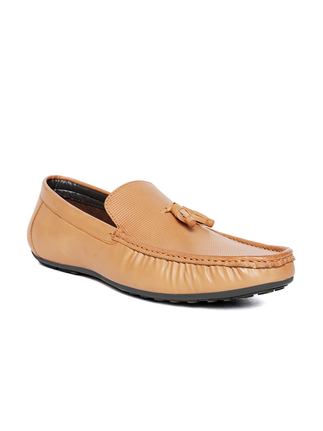 San Frissco Men Tan Brown Textured Driving Shoes