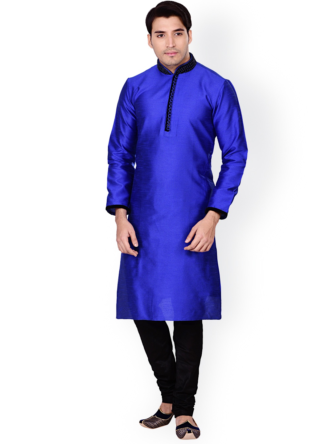 Manyavar Blue Kurta Set with Black Pyjama