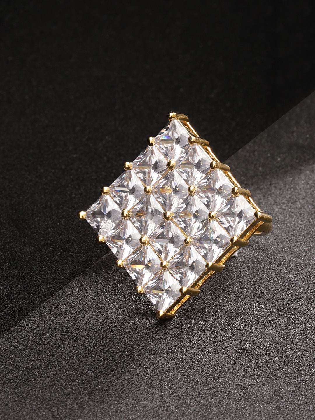Priyaasi Gold-Plated Handcrafted American Diamond Studded Adjustable Finger Ring
Priyaasi Gold-Plated Handcrafted American Diamond Studded Adjustable Finger Ring