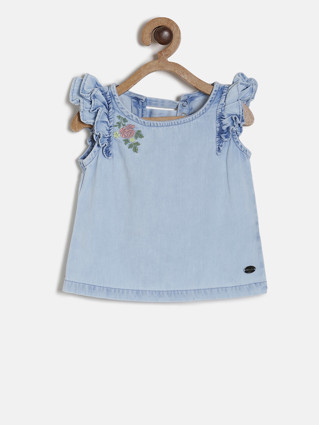 Palm Tree Girls Blue Solid Top
