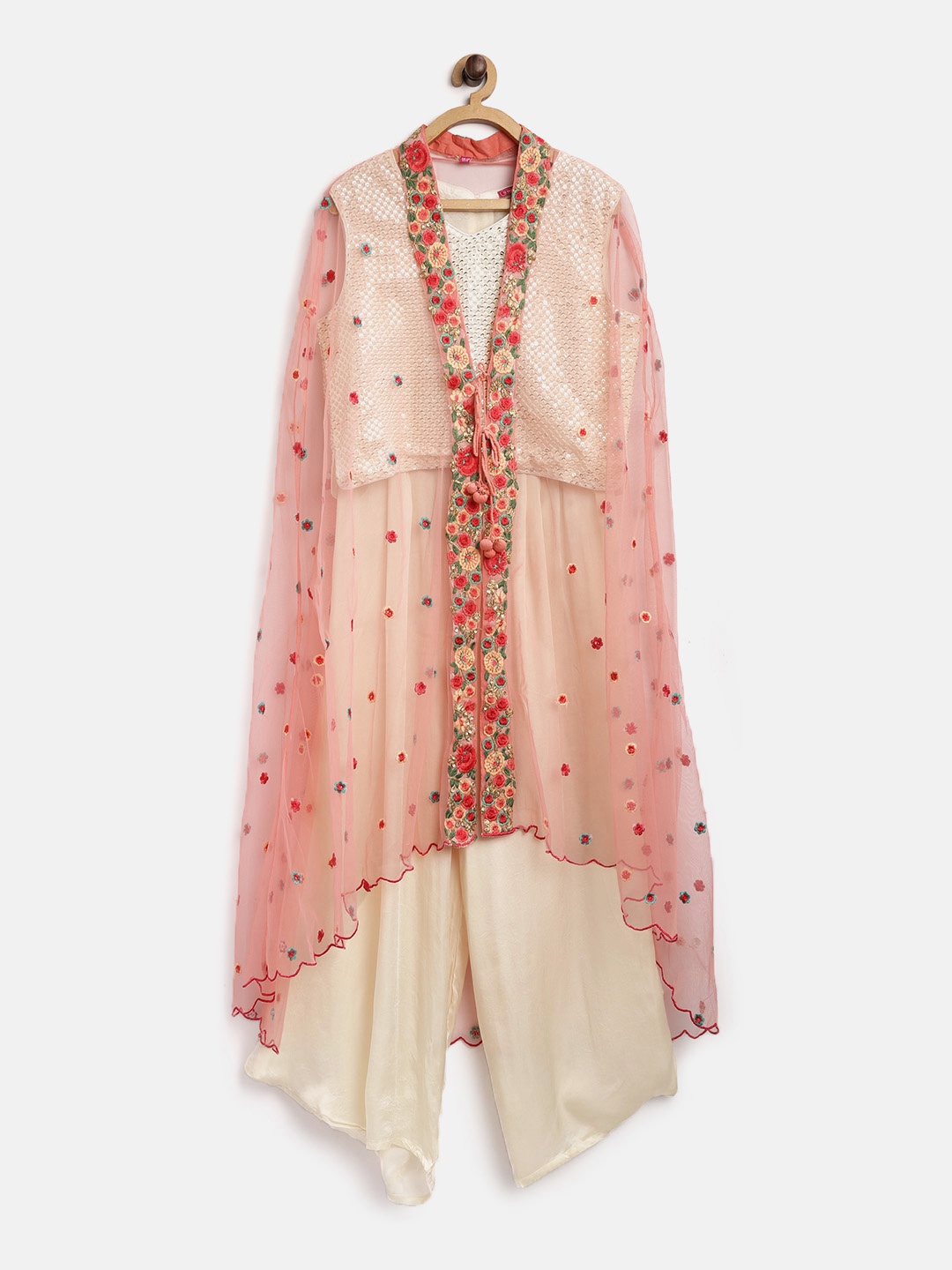 Biba Girls Off-White & Peach-Coloured Embellished Top with Solid Palazzos & Ethnic Jacket
Biba Girls Off-White & Peach-Coloured Embellished Top with Solid Palazzos & Ethnic Jacket