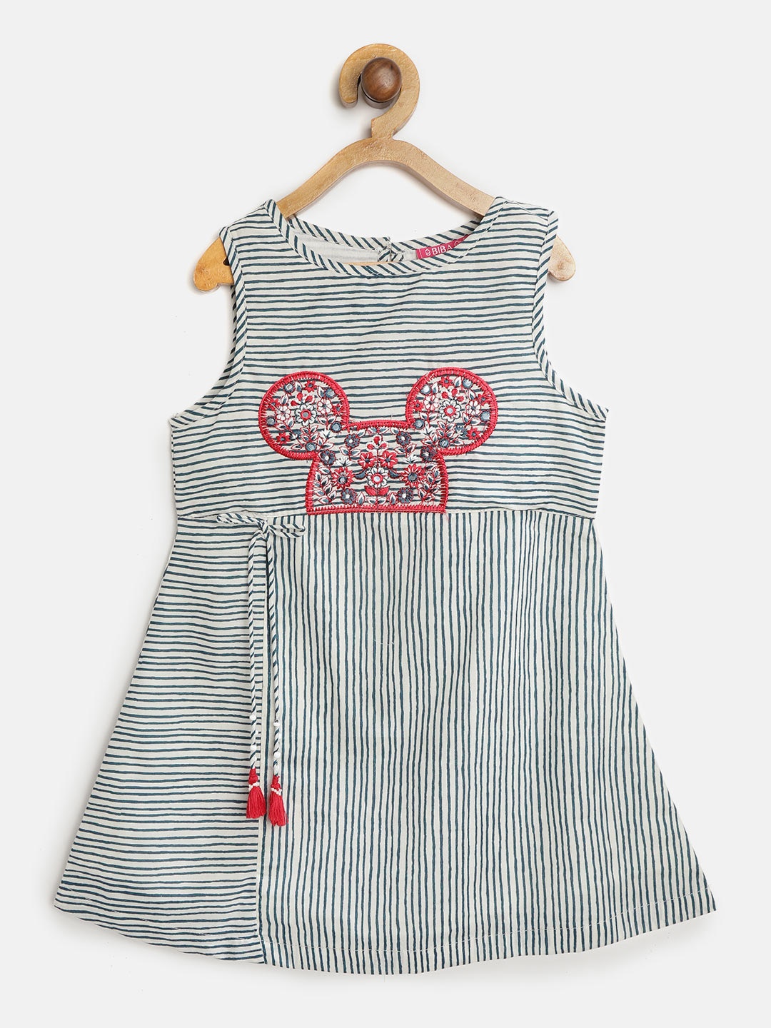 Biba Girls Off-White & Navy Blue Striped A-Line Dress With Mirror & Embroidered Detail
Biba Girls Off-White & Navy Blue Striped A-Line Dress With Mirror & Embroidered Detail