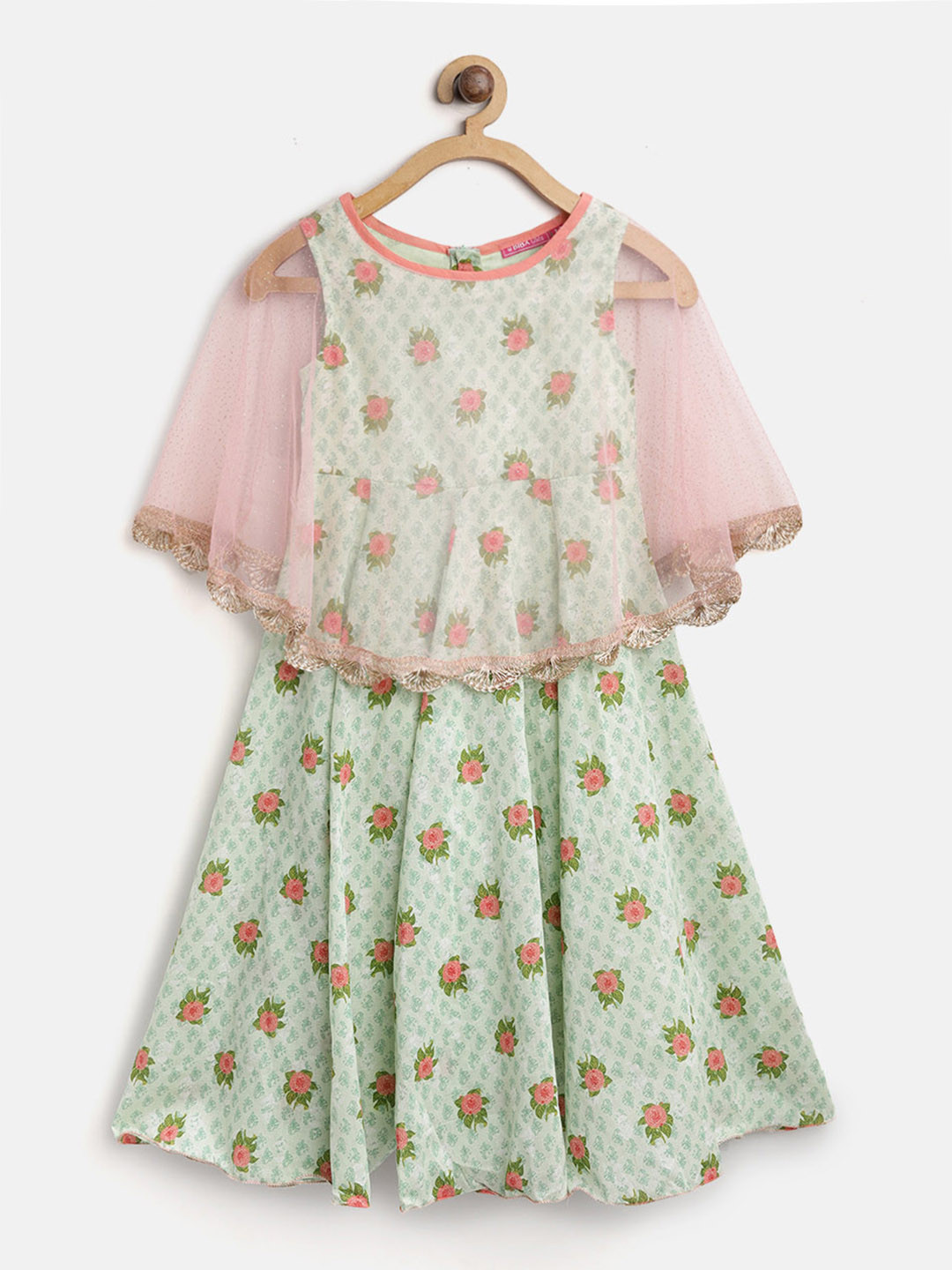 Biba Girls Green & Pink Floral Print Layered Net Maxi Dress with Embellished Detail
Biba Girls Green & Pink Floral Print Layered Net Maxi Dress with Embellished Detail