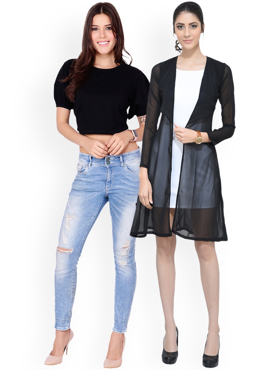 SCORPIOUS Women Pack of Shrug & Top, Black