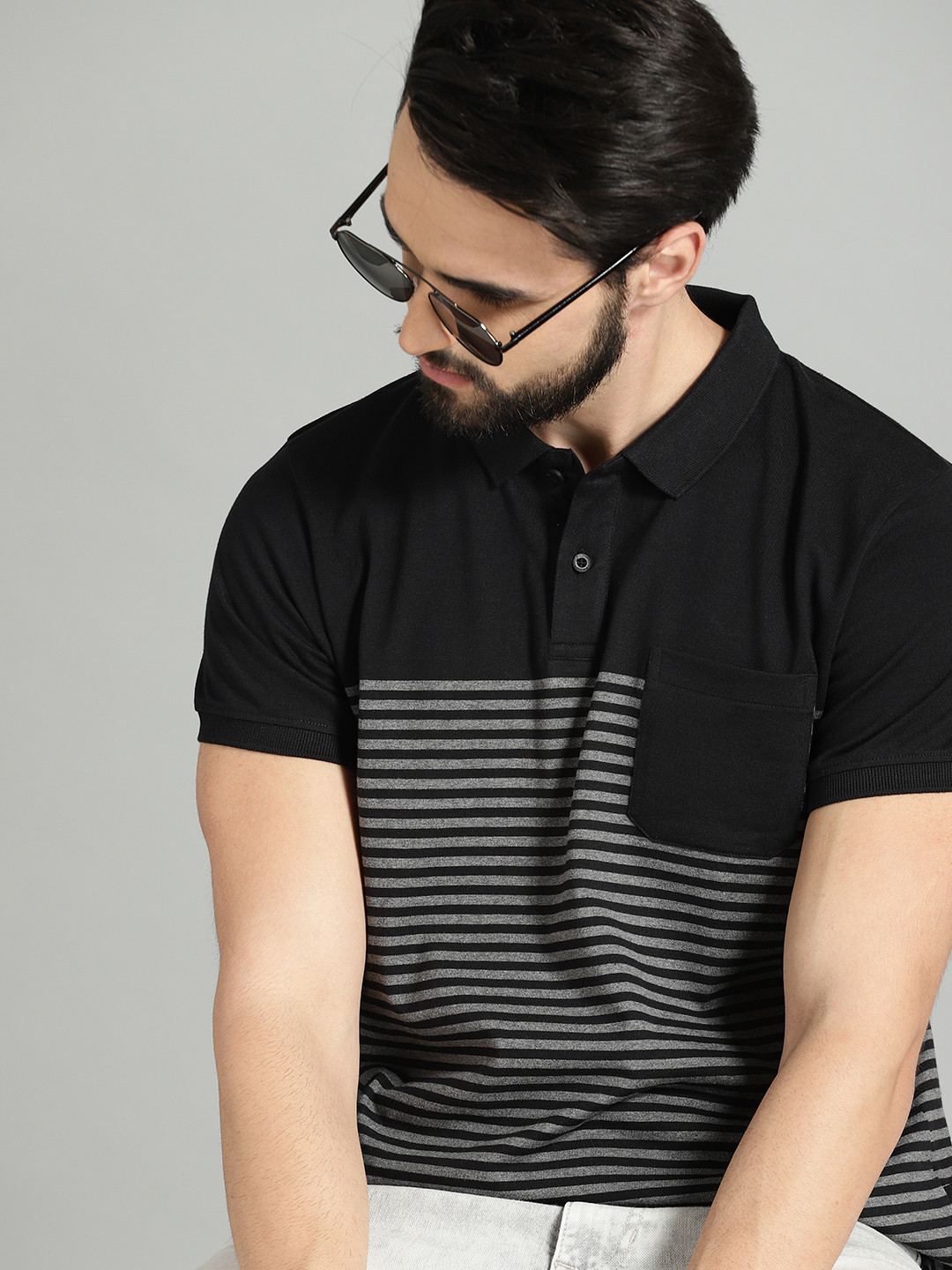 The Roadster Lifestyle Co Men Black Charcoal Grey Striped Polo Collar Pure Cotton T-shirt
The Roadster Lifestyle Co Men Black Charcoal Grey Striped Polo Collar Pure Cotton T-shirt