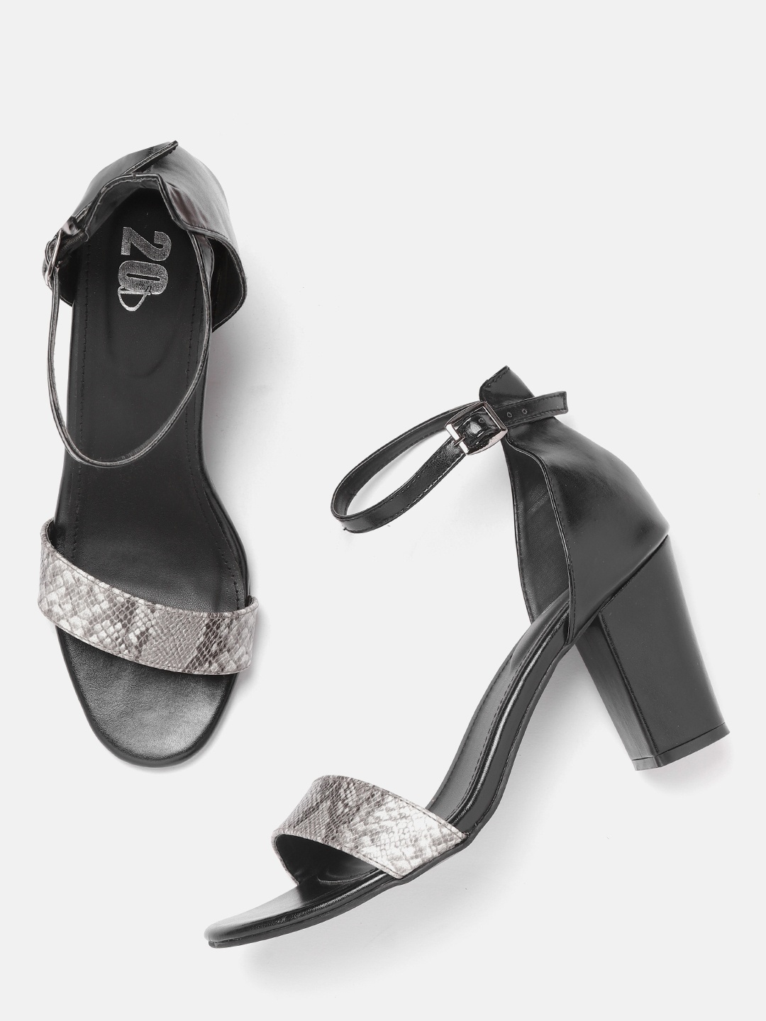 20Dresses Women Black & Grey Animal Print Block Heels