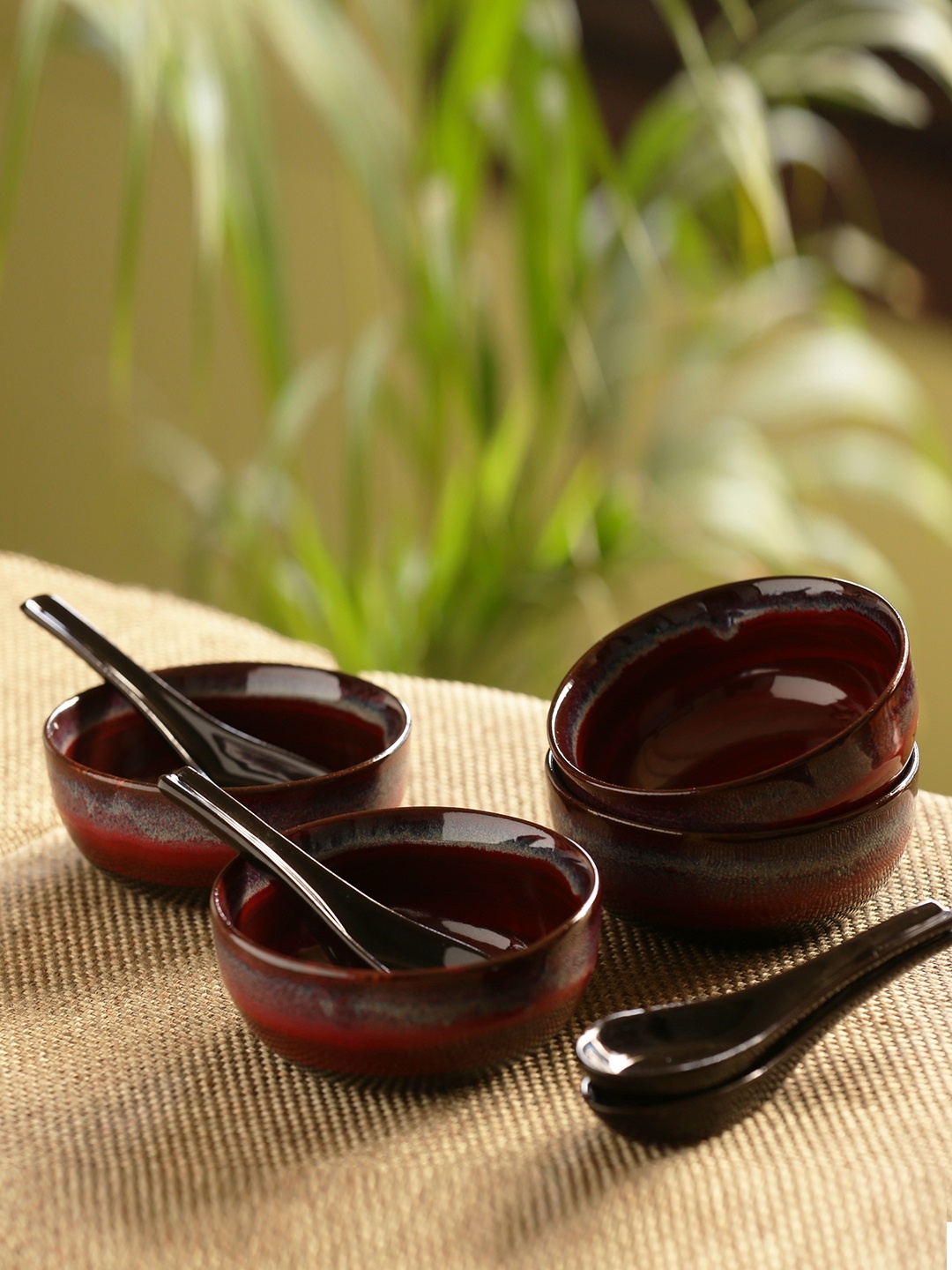 ExclusiveLane Maroon Set of 4 Hand Glazed Studio Pottery Ceramic Soup Bowls With Spoons
ExclusiveLane Maroon Set of 4 Hand Glazed Studio Pottery Ceramic Soup Bowls With Spoons