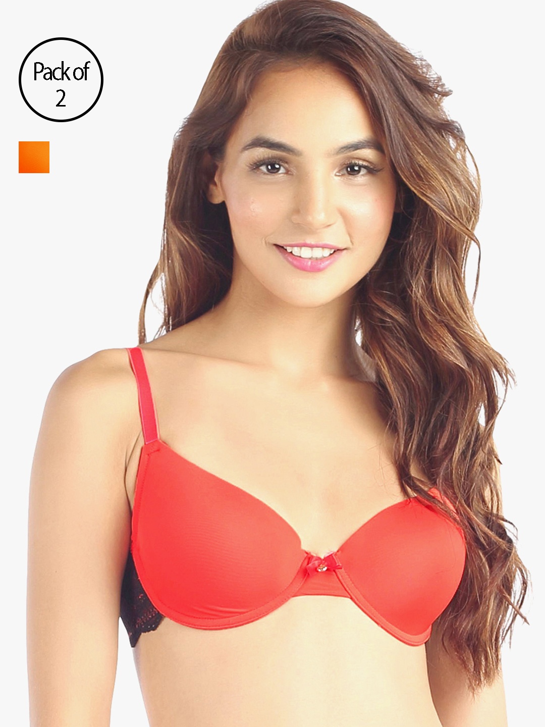Candyskin Women Pack of Two Bras, Orange