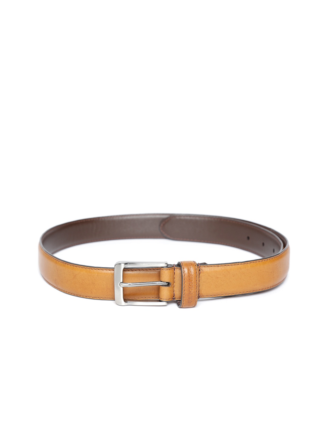 U.S. Polo Assn. Men Tan Brown Leather Solid Belt