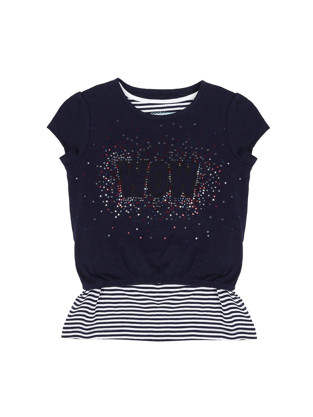 Pantaloons Junior Girls Pack of Navy Blue Embellished Crop Pure Cotton Top with a Striped Tank Pure Cotton Top
Pantaloons Junior Girls Pack of Navy Blue Embellished Crop Pure Cotton Top with a Striped Tank Pure Cotton Top