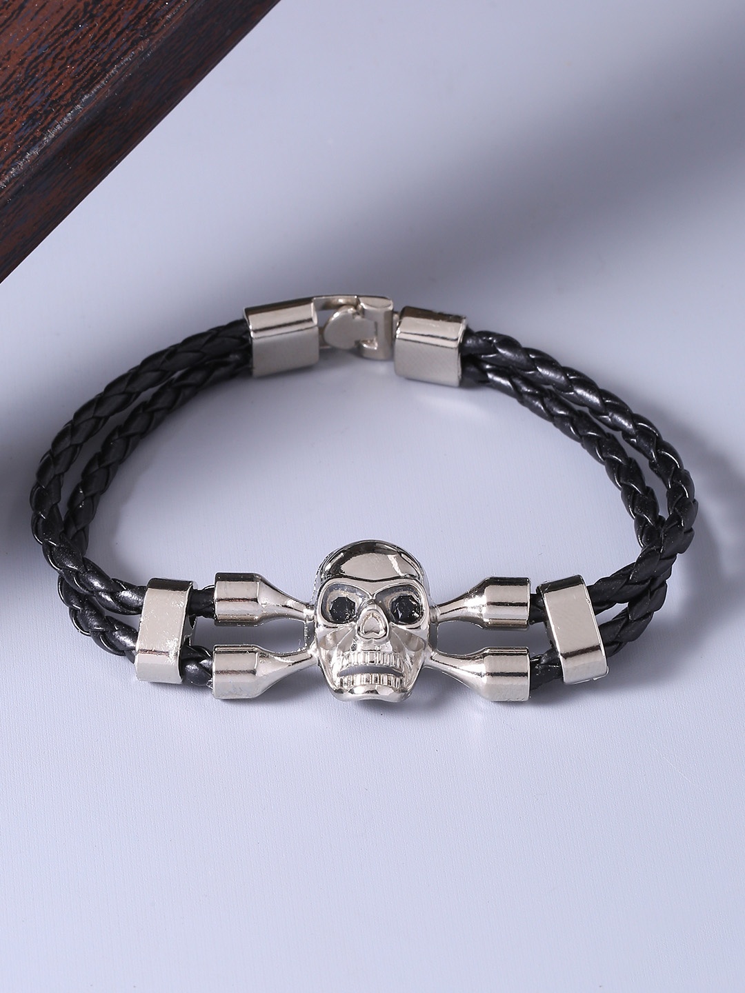 Dare by Voylla Men Silver-Toned & Black Leather Silver-Plated Handcrafted Wraparound Bracelet
Dare by Voylla Men Silver-Toned & Black Leather Silver-Plated Handcrafted Wraparound Bracelet