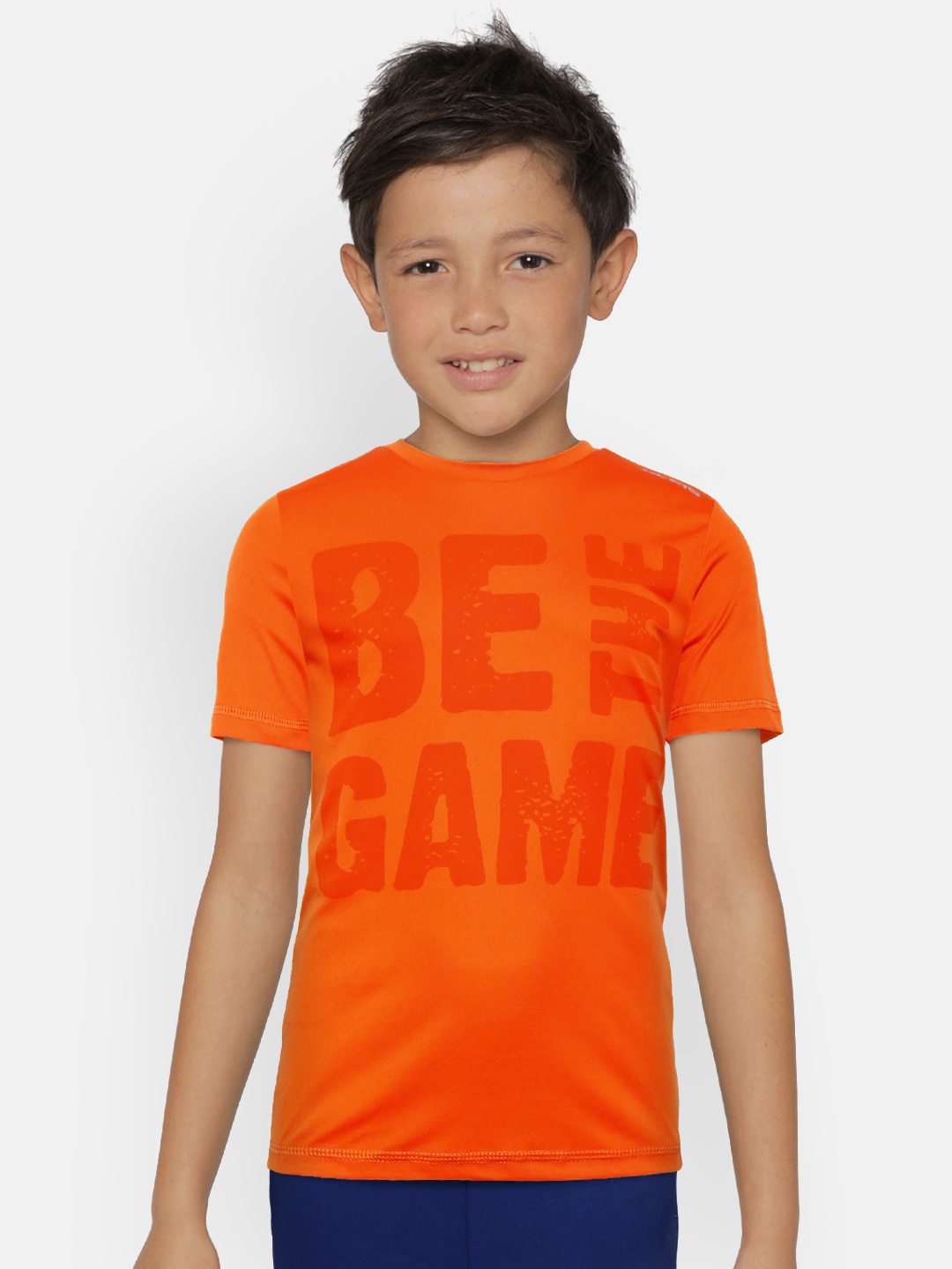 Alcis Boys Orange Printed Round Neck T-shirt