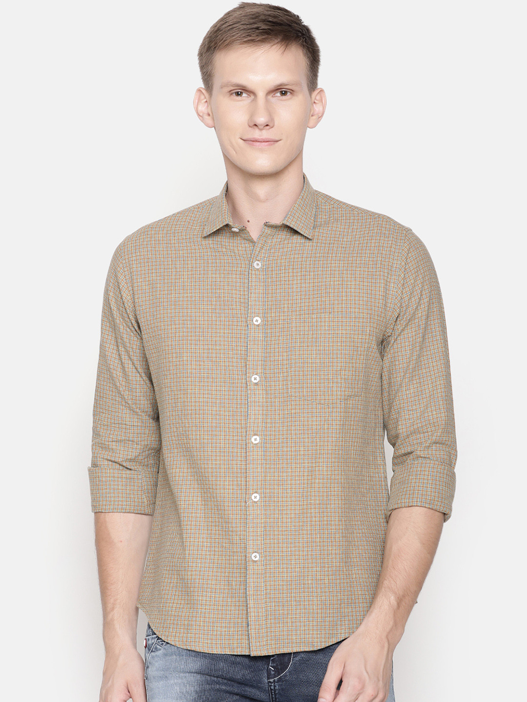Linen Club Men Brown & Blue Linen Regular Fit Checked Casual Shirt 
Linen Club Men Brown & Blue Linen Regular Fit Checked Casual Shirt