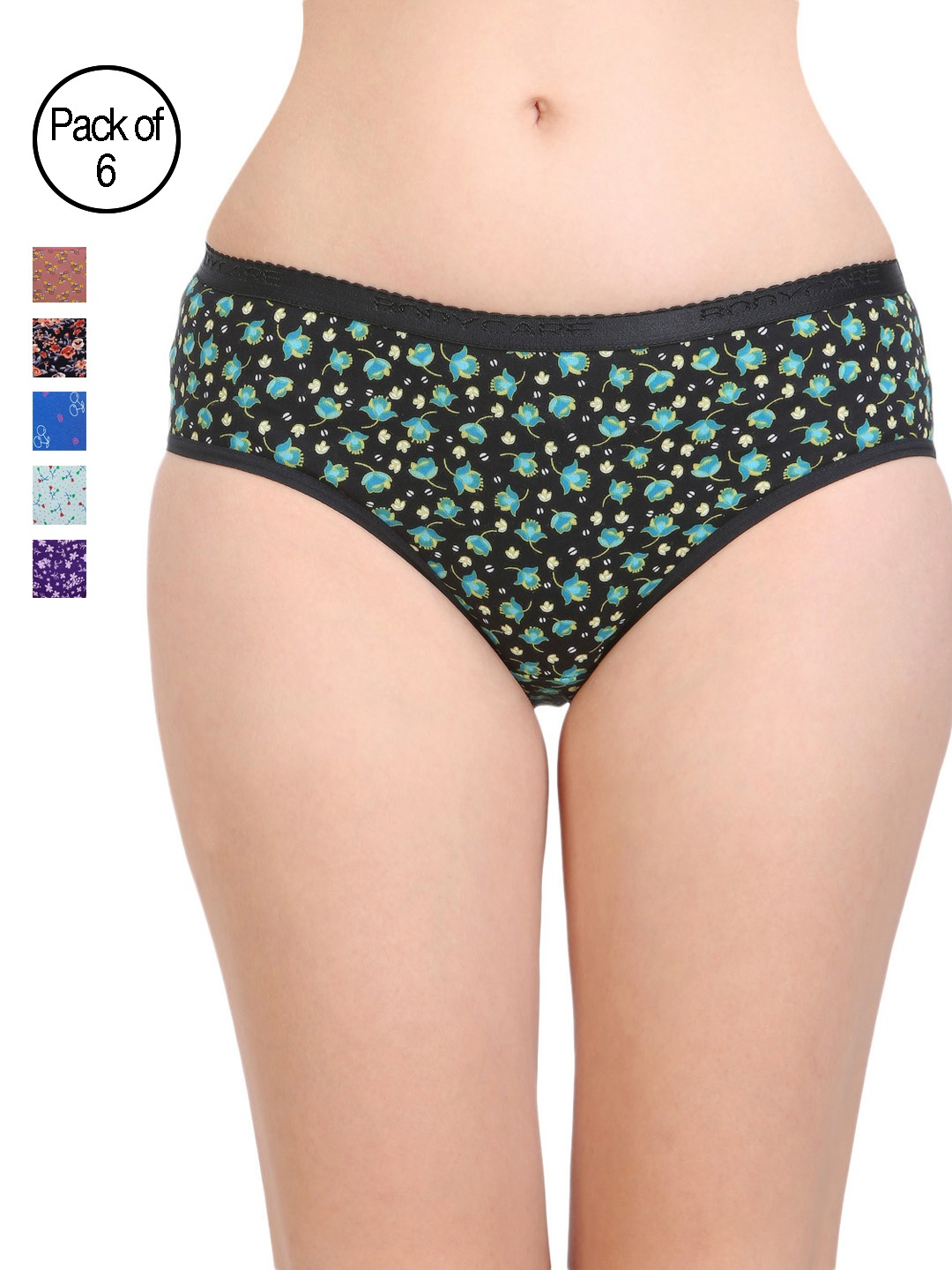 BODYCARE Pack of 6 Assorted Printed Hipster Briefs E9600