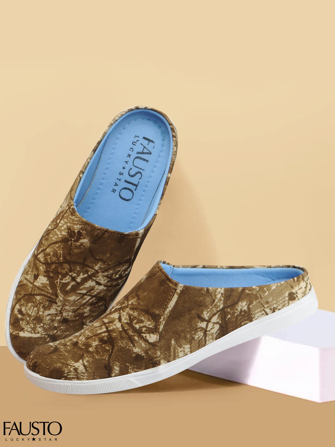 FAUSTO Men Tan Slip-On Sneakers