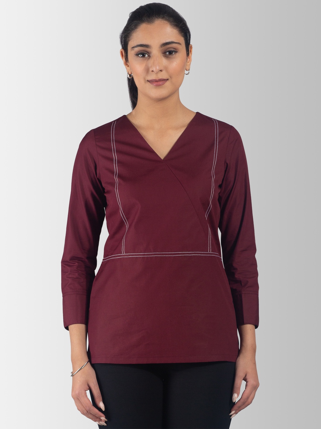 FableStreet Women Maroon Striped Top