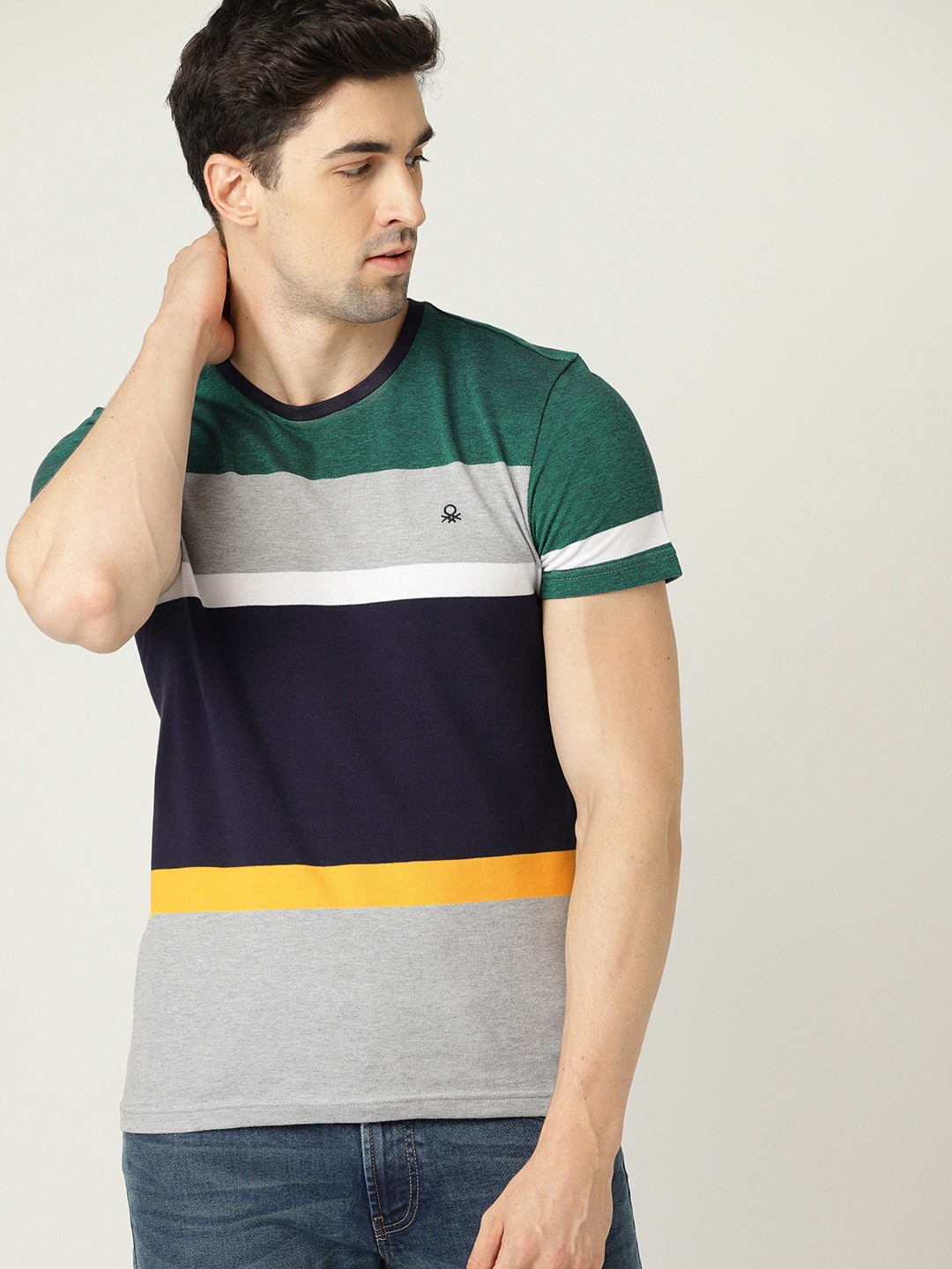 United Colors of Benetton Men Grey Melange Black Striped Round Neck Pure Cotton T-shirt
United Colors of Benetton Men Grey Melange Black Striped Round Neck Pure Cotton T-shirt