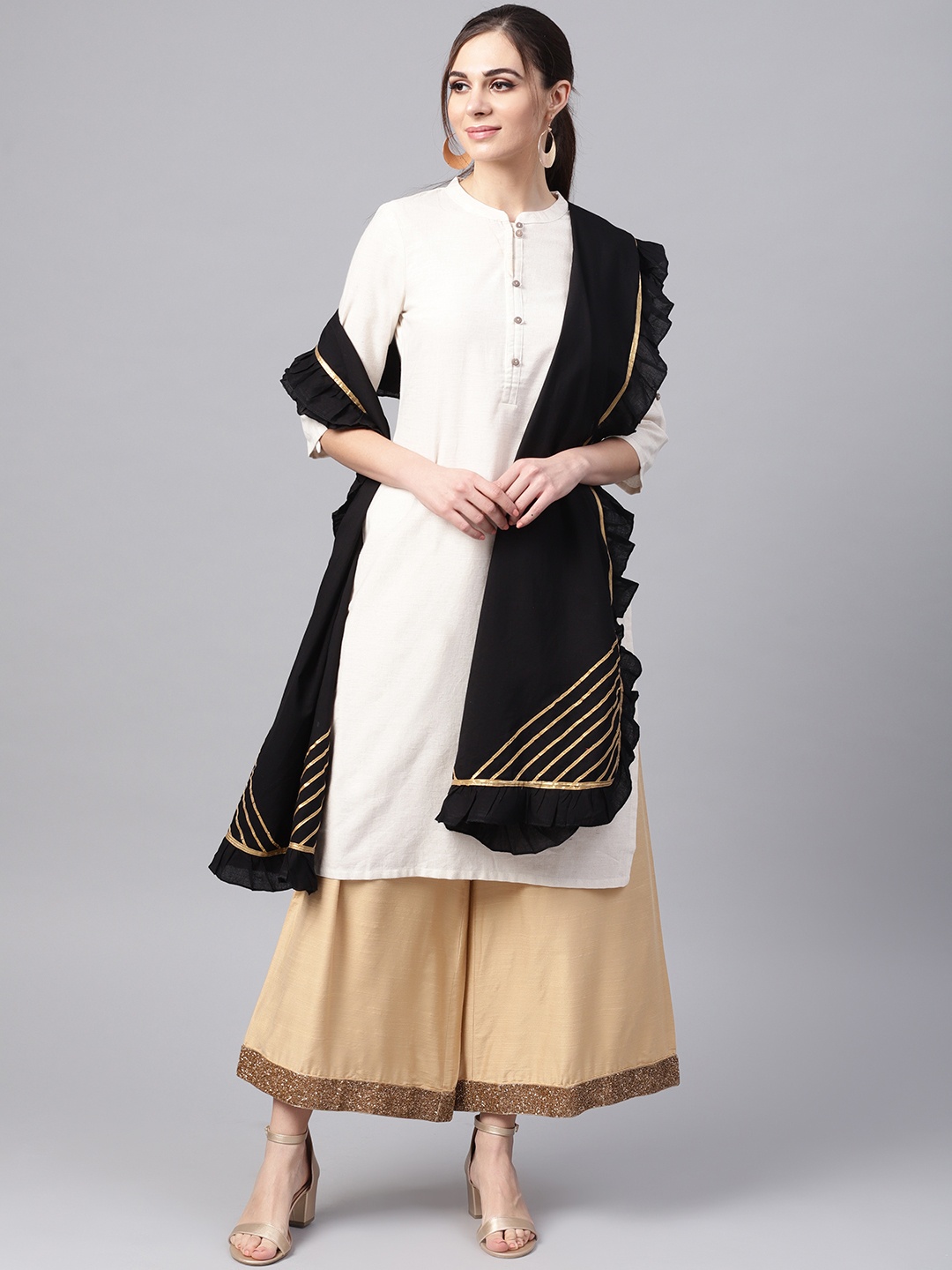 Idalia Black Gotta Patti Work Pure Cotton Dupatta