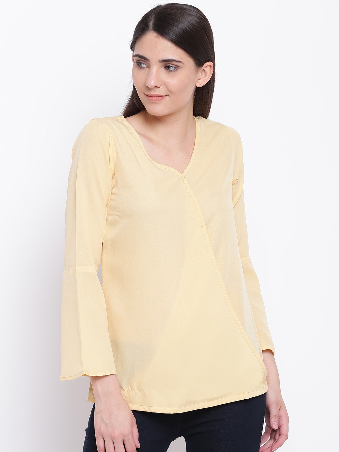 Karmic Vision Women Beige Solid Wrap Top