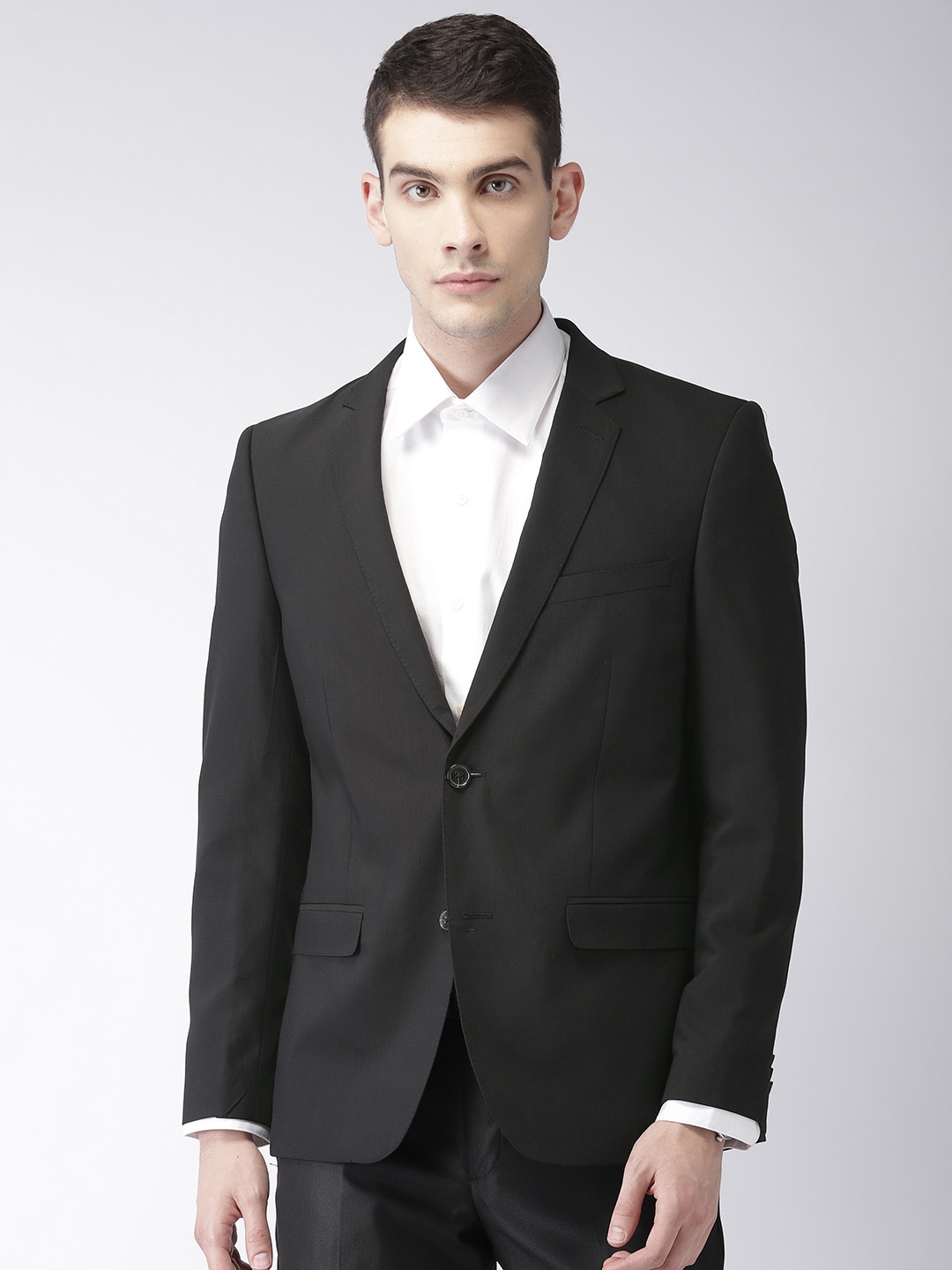 Arrow Men Black Solid Body Tailored Fit Single-Breasted Formal Blazer