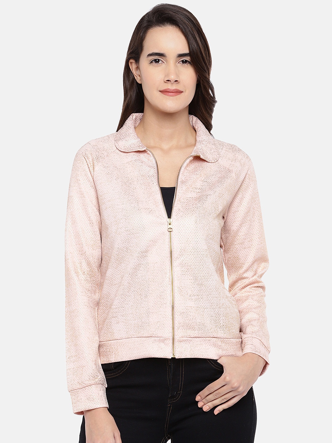 Globus Women Peach-Coloured Solid Jacket