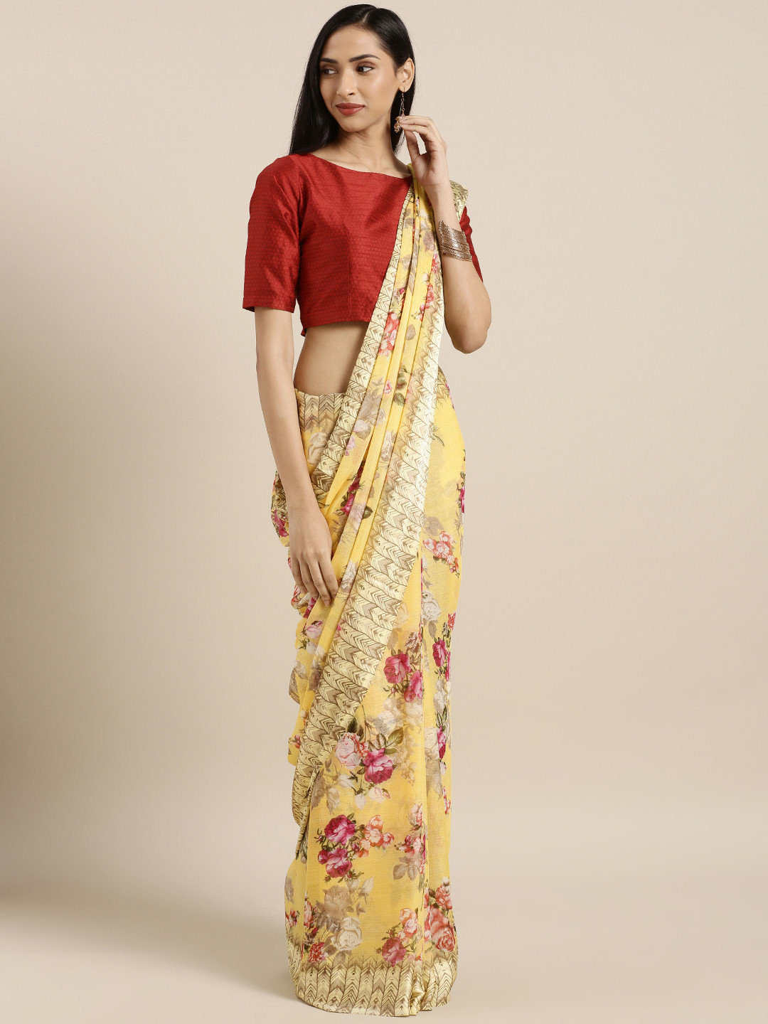 Satrani Yellow Chiffon Printed Saree
Satrani Yellow Chiffon Printed Saree