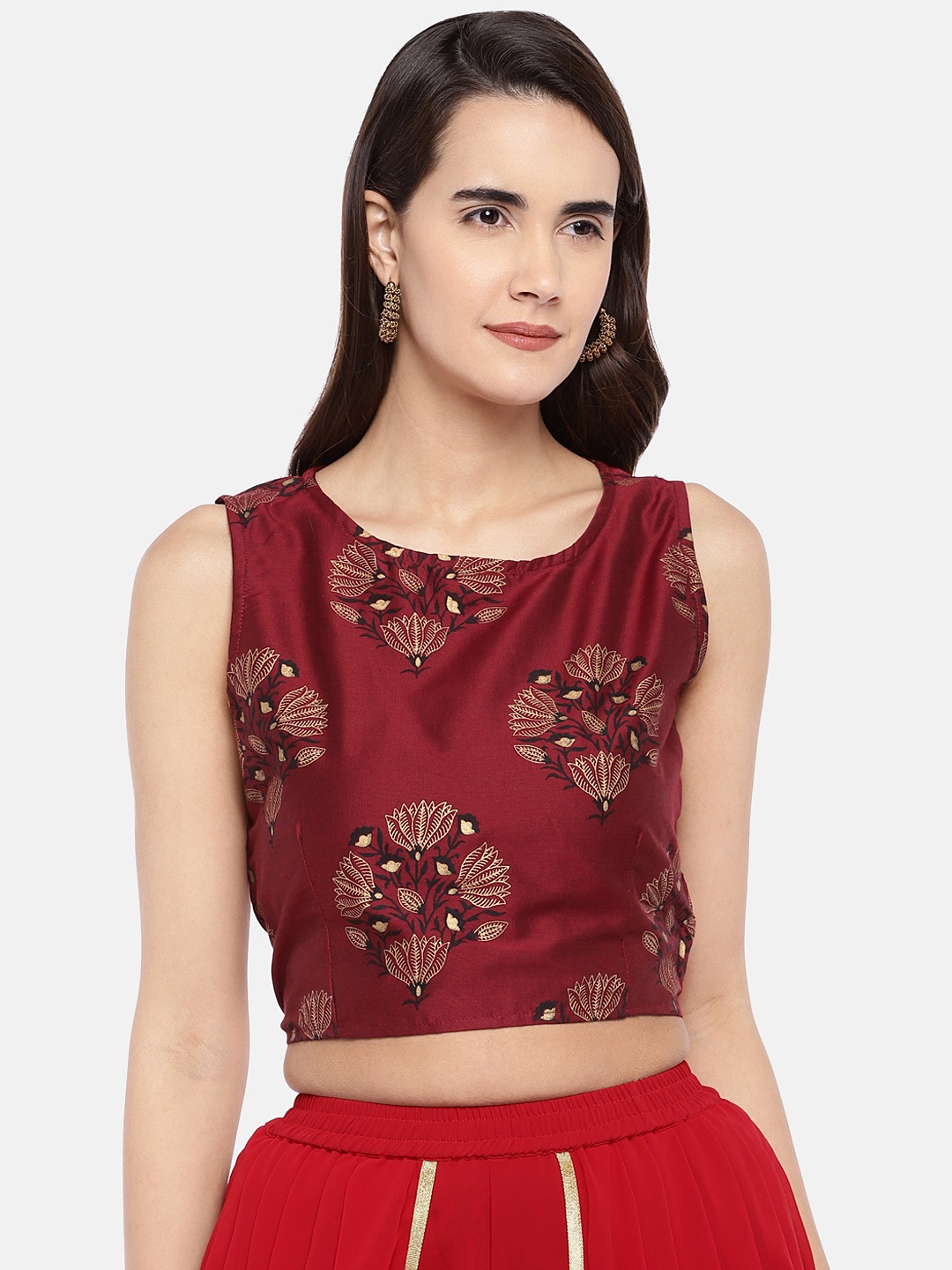Globus Women Maroon Printed Top