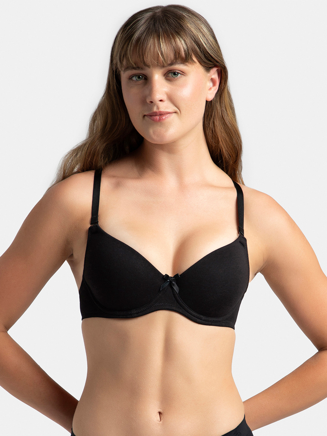 Jockey UnderWired Padded Cotton Medium Coverage Multiway Styling Tshirt Bra-1245, Black
Jockey UnderWired Padded Cotton Medium Coverage Multiway Styling Tshirt Bra-1245, Black