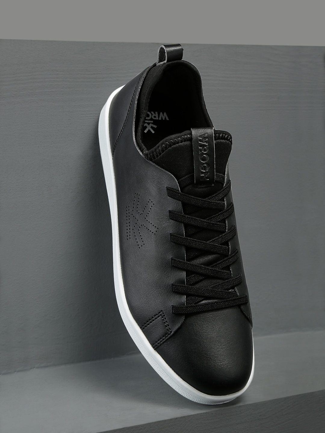 WROGN Men Black Solid Slip-on Sneakers