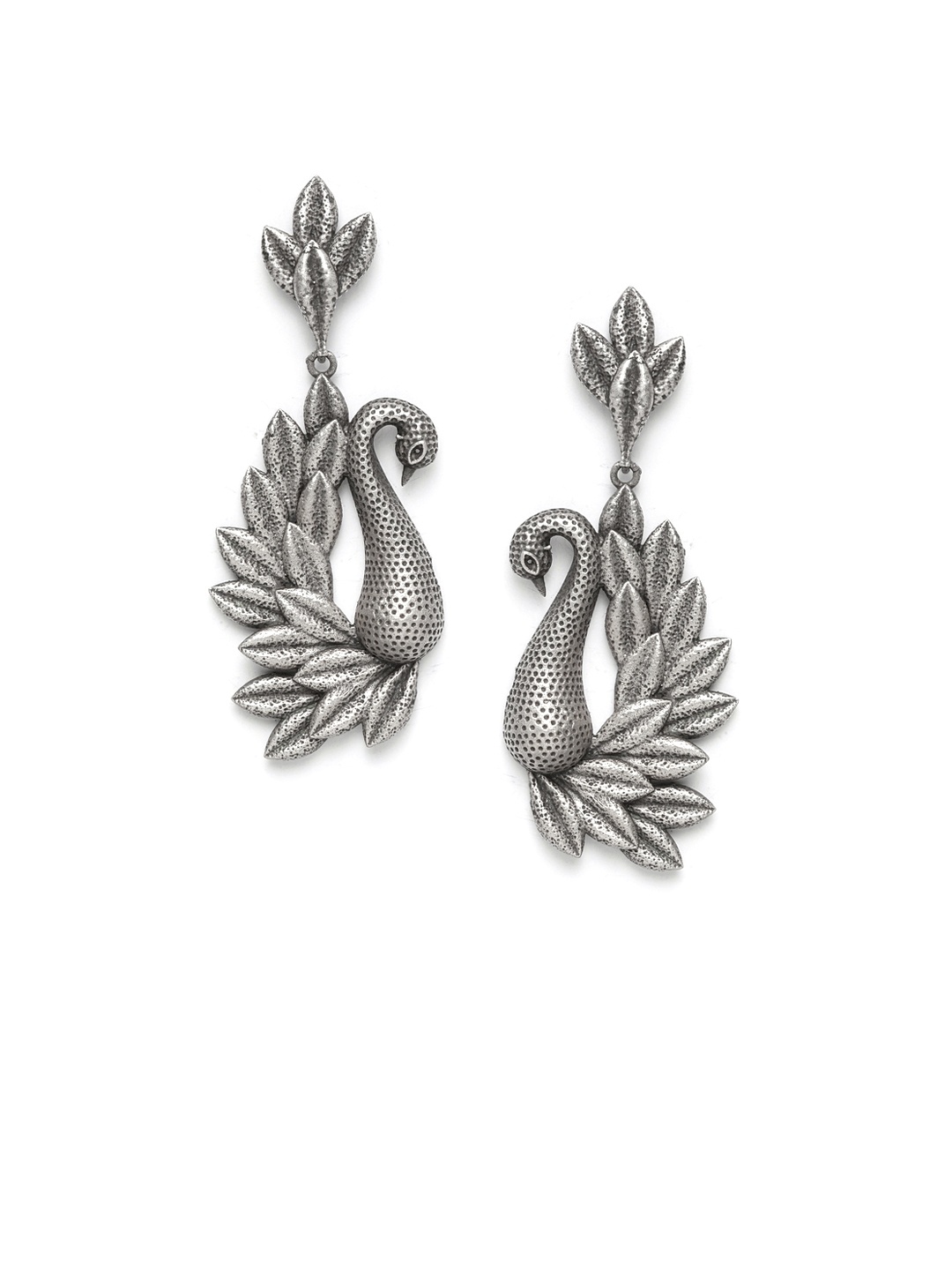 Moedbuille Gunmetal-Toned Silver-Plated Handcrafted Peacock Shaped Drop Earrings, Metallic
Moedbuille Gunmetal-Toned Silver-Plated Handcrafted Peacock Shaped Drop Earrings, Metallic